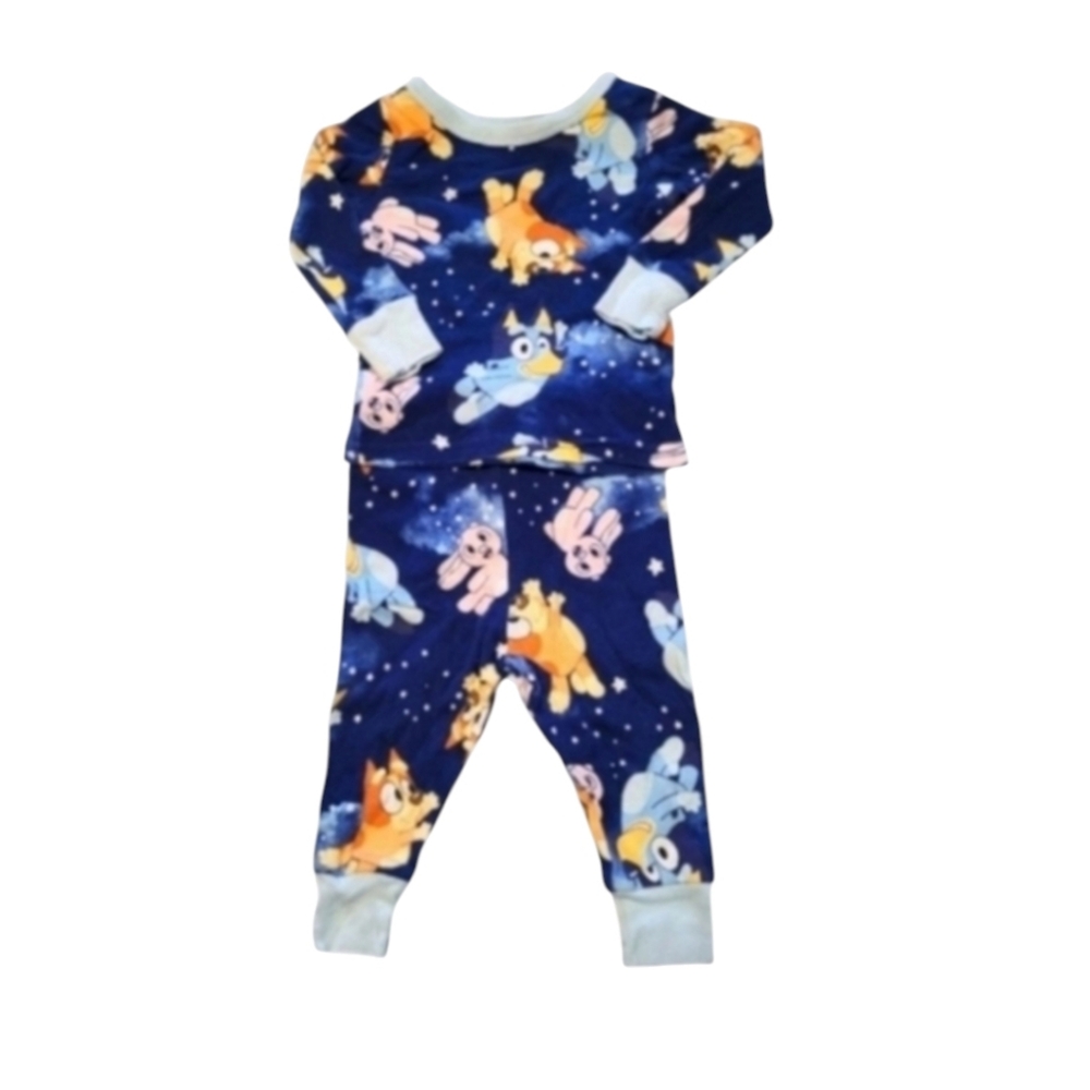 Bluey 100% Cotton Blue and Orange Matching Pajama Set Size 12 Months Boys